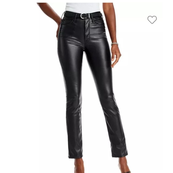 Mother The Dazzler High Rise Faux Leather Straight Leg Pants - Picture 1 of 4